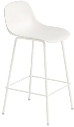 Muuto ファイバー バースツール チューブベース付き 背もたれ付き ホワイト/ホワイト H87.5 cm