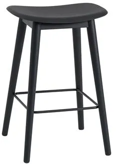 Muuto ファイバー バースツール 木製ベース ブラック/ブラック H66 cm