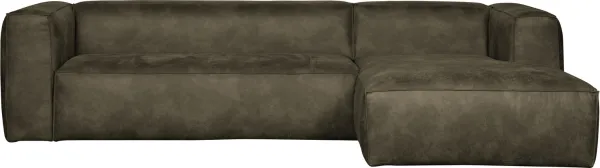 Bean、右向きコーナーソファ、アーミーグリーン、H73x175x305 cm、レザー