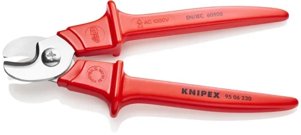 Knipex ケーブルカッター ハンドル プラスチック射出成形 絶縁、プラスチック射出成形、VDE認定 230 mm