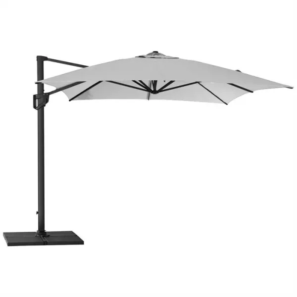 Cane-Line Hyde Luxe パラソル(ベース付き)- 3x4 m - アルミニウム製、ライトグレーのキャンバス