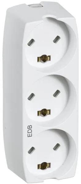 LK 3つの長方形プラグ付き電源タップ EDB 2極接地付き、白