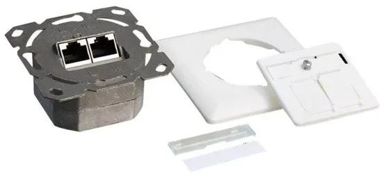 LogiLink Cat.6A 壁面コンセント 2 x RJ45 シールド 信号ホワイト